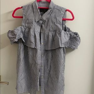 Sunday in Brooklyn Striped Cold Shoulder Top